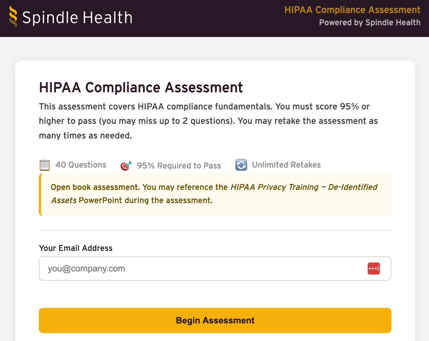 Spindle HIPAA Compliance Assessment Platform